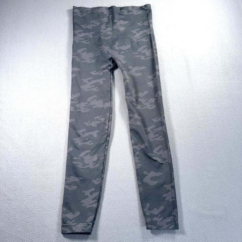 Spanx Look At Me Now Camo Leggings Womens L Seamless 26x25.5 Gray Green